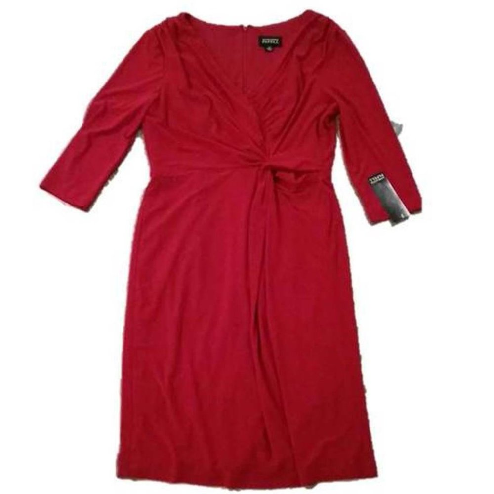 ADRIANNA PAPELL Front Twist DARK RED Dress - Picture 1 of 1